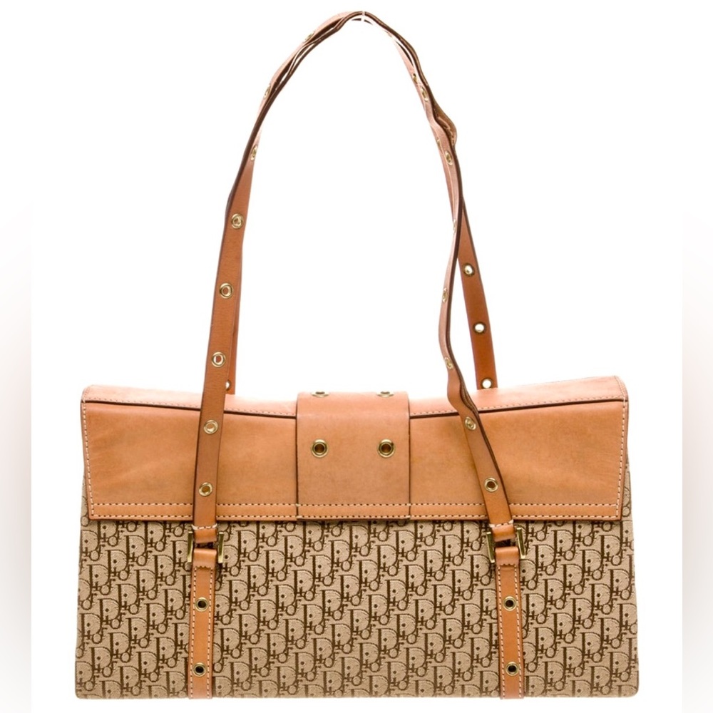 Christian Dior 2003 Diorissimo Street Chic Vintage Shoulder Bag, tan/gold, GUC - Picture 4 of 16